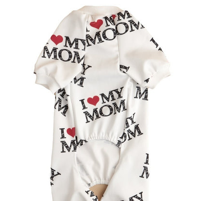 I Love Mom / I Love Dad Onesie PJ's For Dogs And Cats