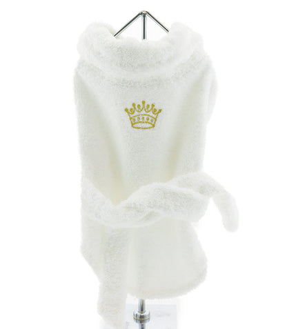 White Gold or Silver Crown Bathrobe 100% Combed Cotton Terrycloth