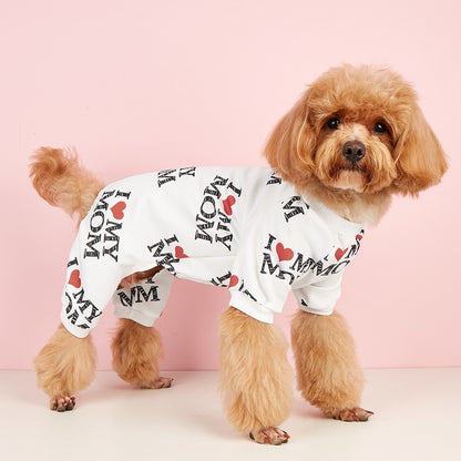 I Love Mom / I Love Dad Onesie PJ's For Dogs And Cats